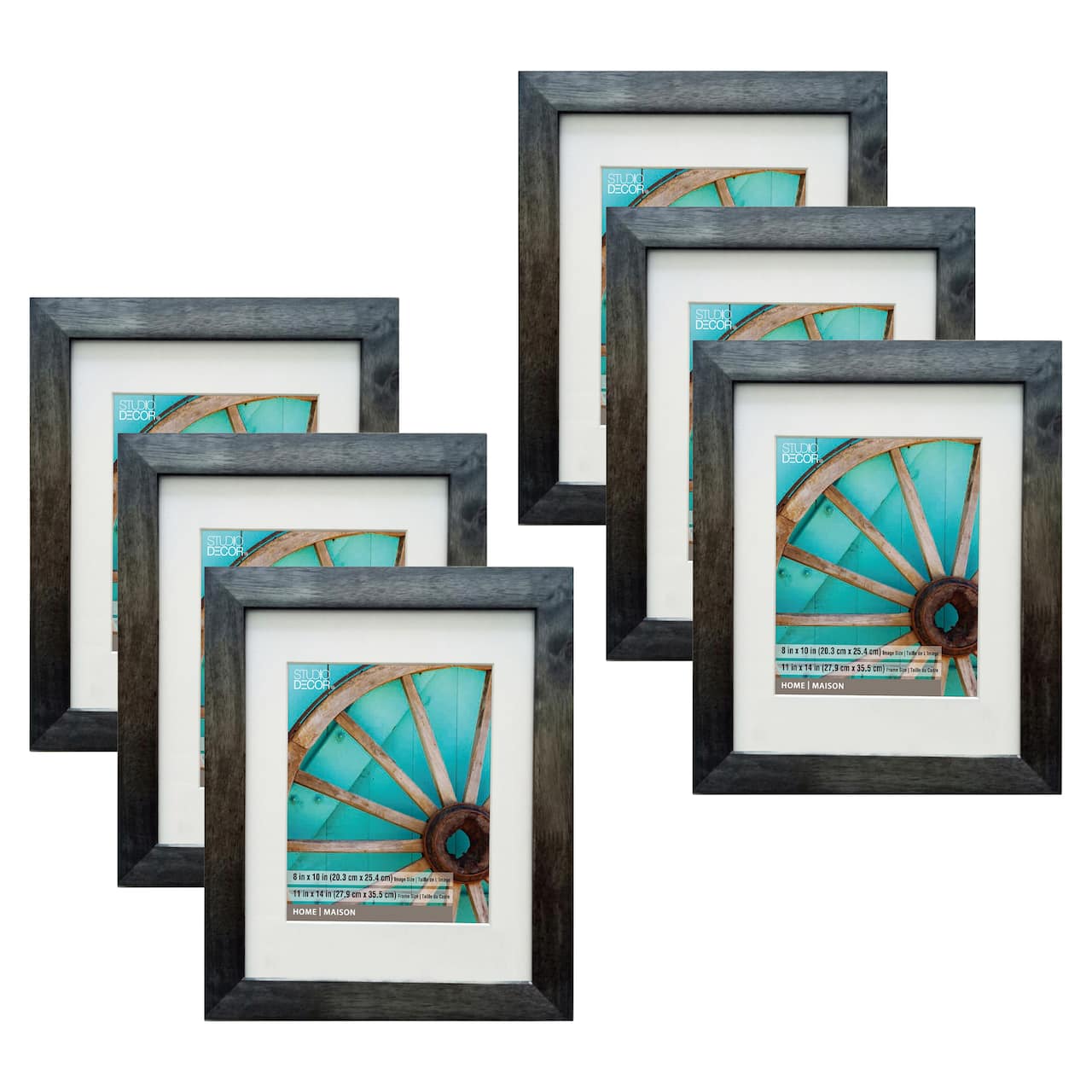 6 Pack: Black Wash 8" x 10" Wooden Frame, Home by Studio Décor®